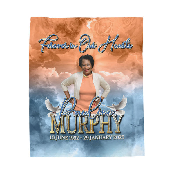 PMM Memorial Velveteen Plush Blanket - Forever in Our Hearts - Personalized Gift for Loved Ones