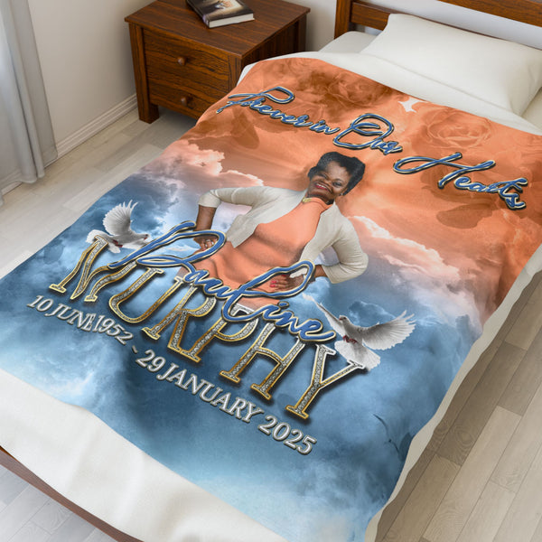 PMM Memorial Velveteen Plush Blanket - Forever in Our Hearts - Personalized Gift for Loved Ones