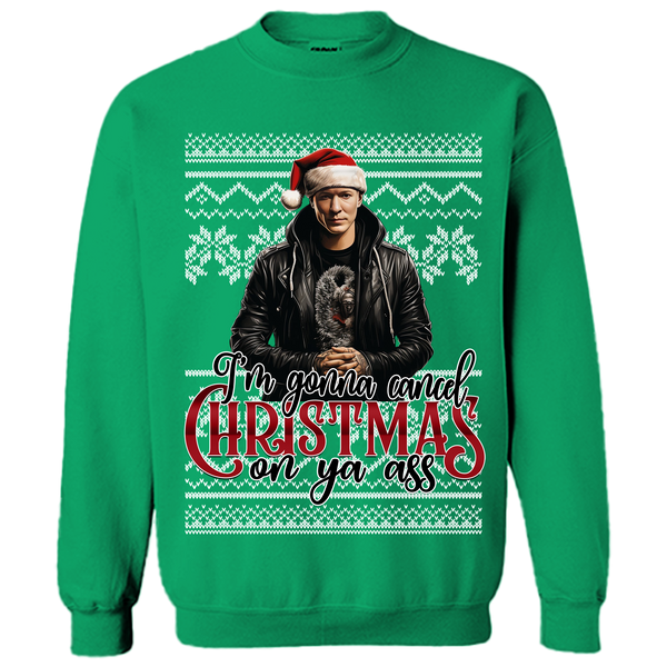 Cancel Christmas Sweatshirt - Knit Background
