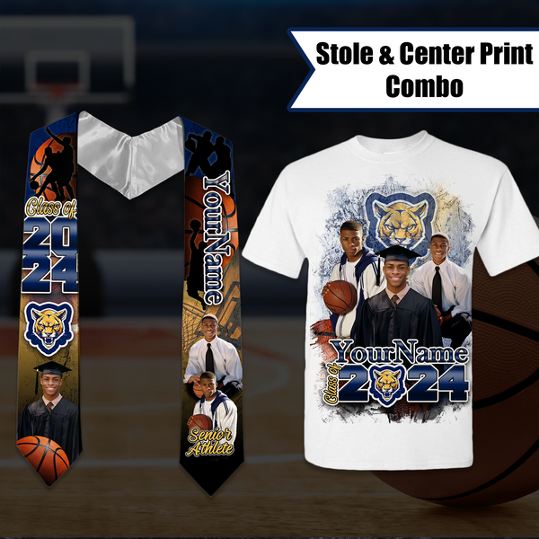 Graduation Center Print Shirt and Stole Combo - Adult