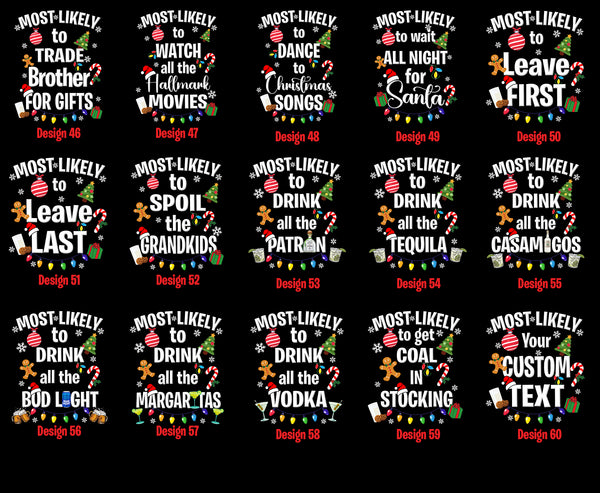 Adult Size Most Likely Family Matching Christmas Tee, Christmas Sweatshirt