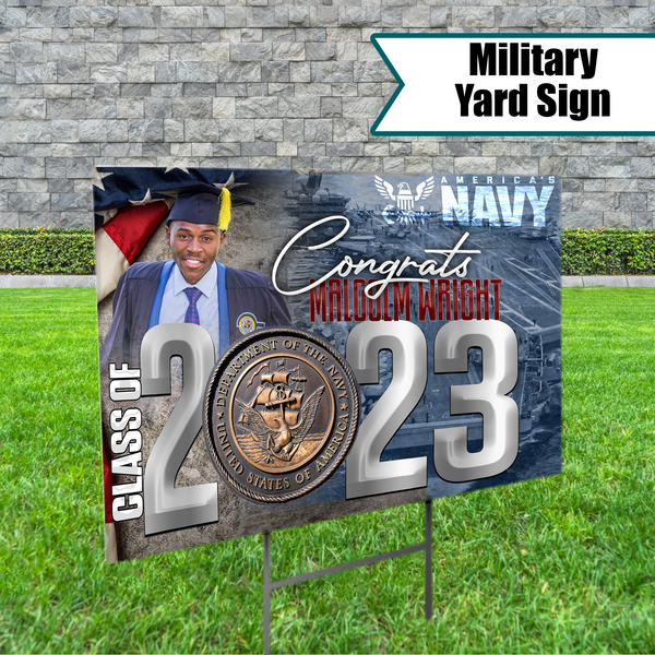 Military Themed Graduation Yard Sign