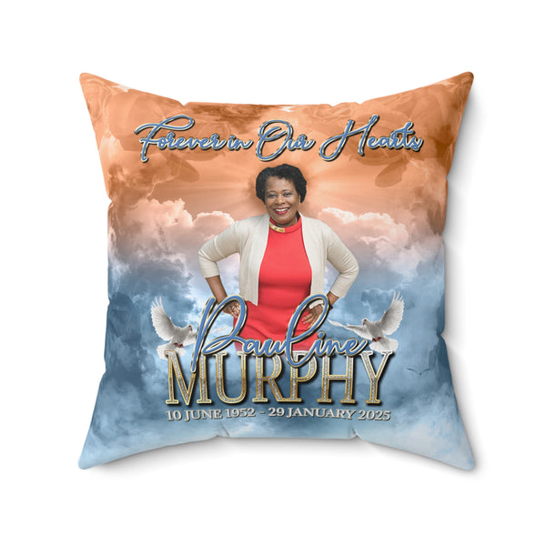 PMM Memorial Tribute Square Pillow - Forever in Our Hearts - Personalized Gift for Loved Ones