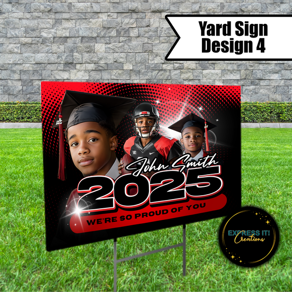 3 Photo Graduation Yard Sign