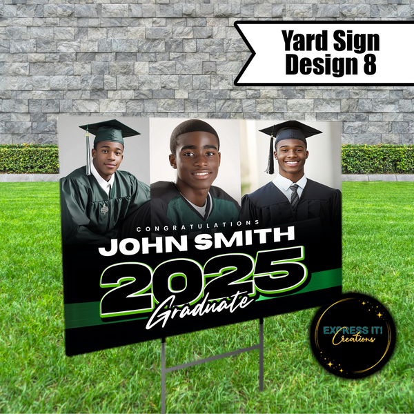 3 Photo Graduation Yard Sign